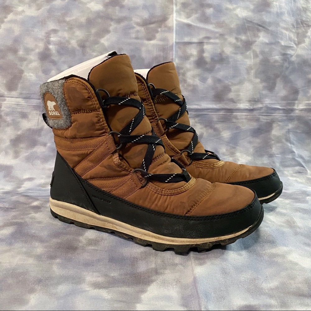 SOREL whitney short lace snow boots in elk